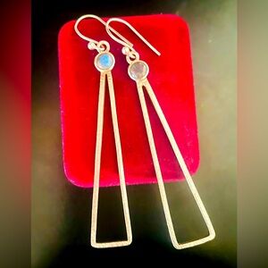 Sterling Silver 925 Long Triangle Earrings